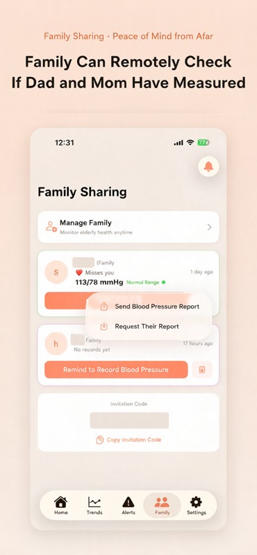Family sharing: check parents' latest readings remotely